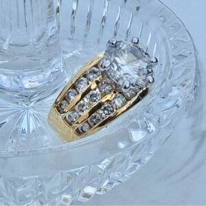 EDCO Round Center and Channel Set Costume Jewelry Cocktail Bling Ring ~ Size 7